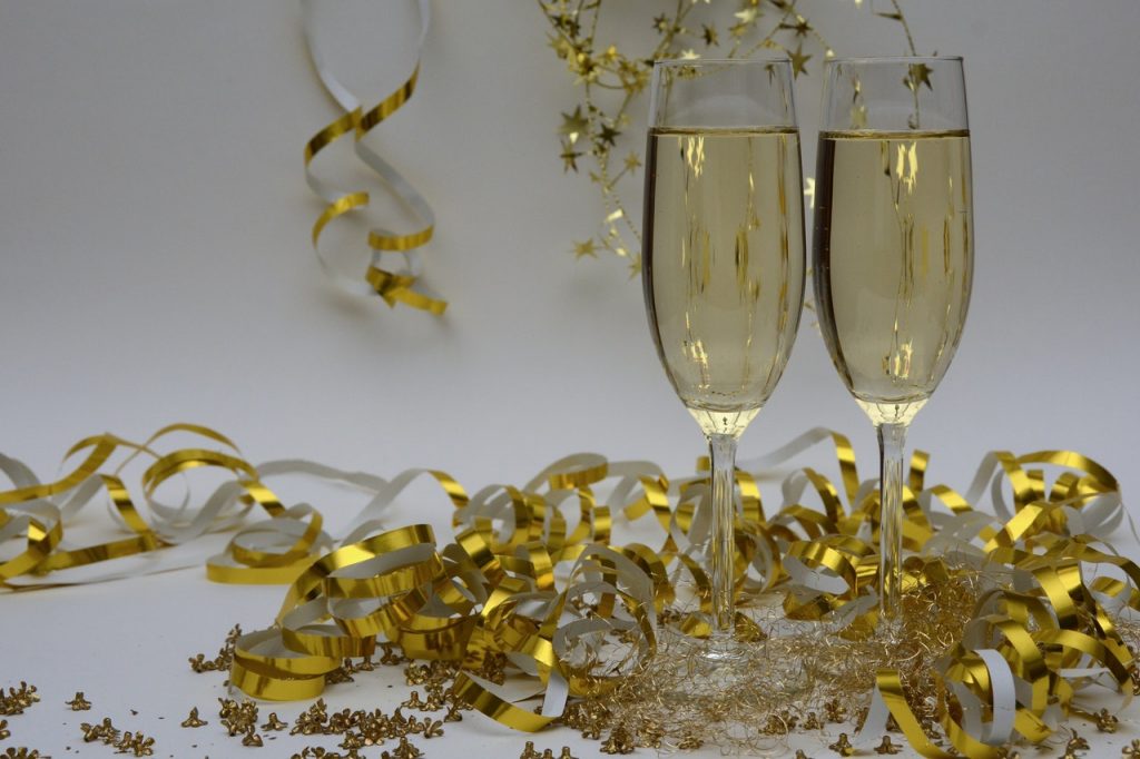 champagne voor een nieuwjaarsfeest