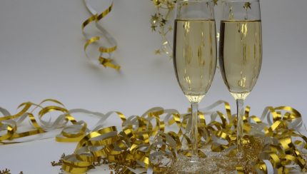 champagne voor een nieuwjaarsfeest